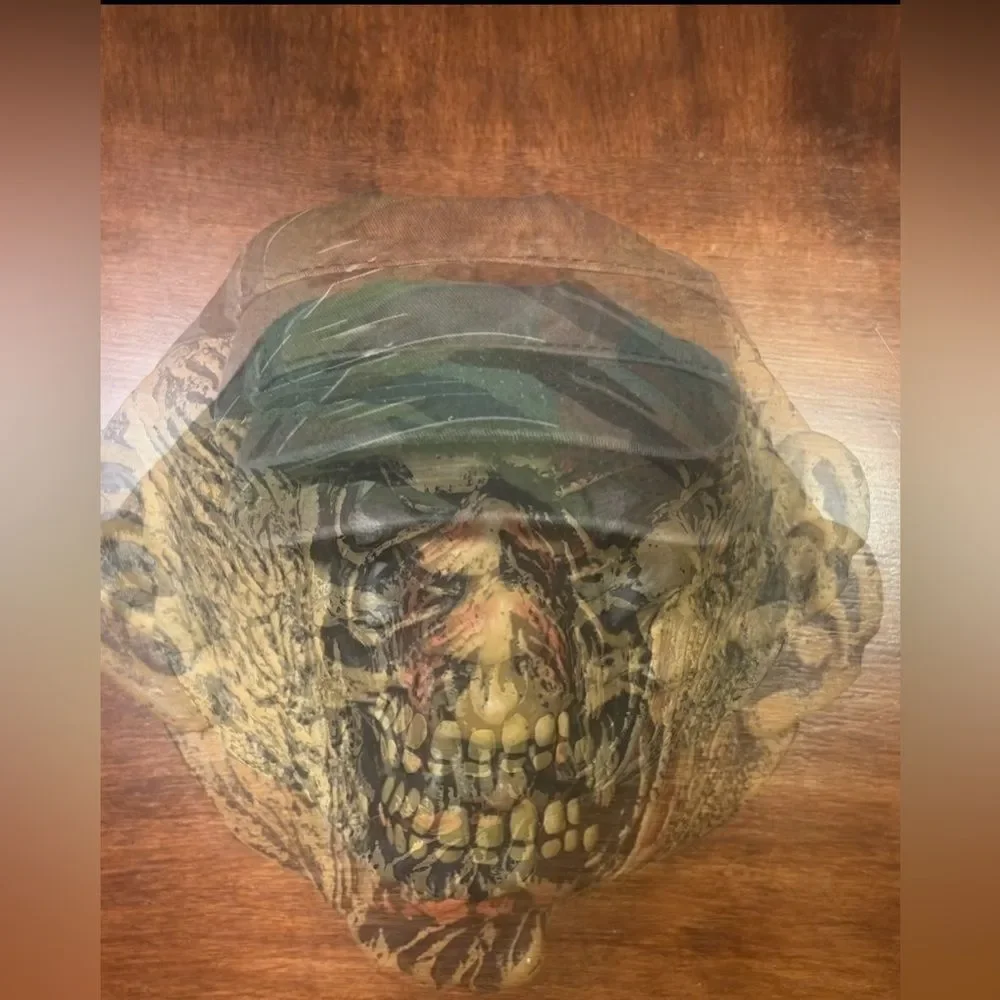 Fun World Monster Mask Halloween Skull Skeleton Baseball Hat Camouflage Scary